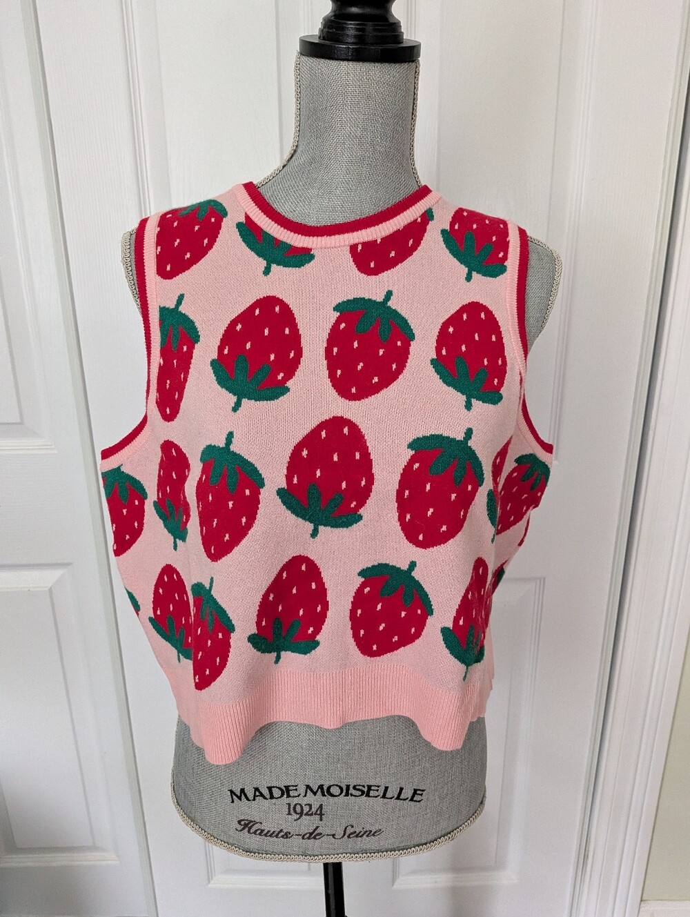 Pink Strawberry Knit Tank - Adult XL